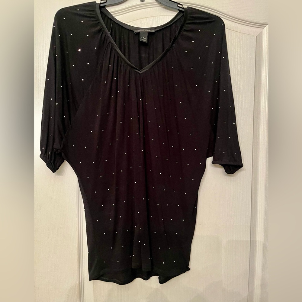 White House Black Market Short Sleeve Shirt with Silver Embellishments